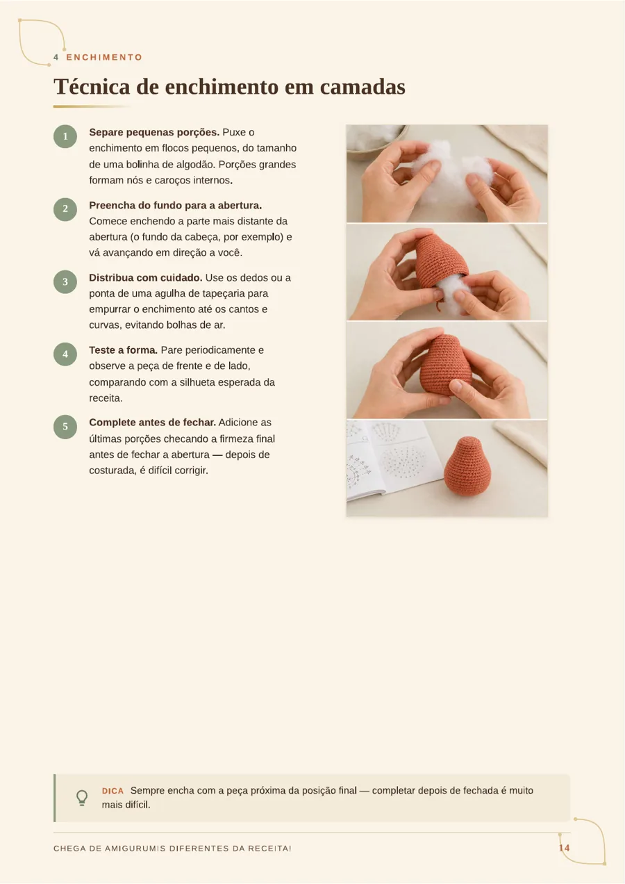 Página do material: técnica de enchimento em camadas